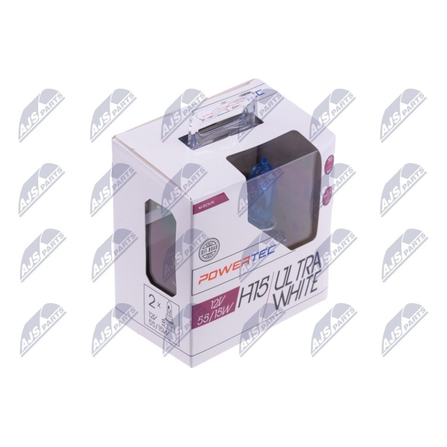 AMPOULE HALOGENE H15 ULTRA WHITE ŻARÓWKI HALOGENOWE H15 ULTRA WHITE/DO 100% WIĘCEJ ŚWIATŁA-IDEALNIE BIAŁEJ BARWY/