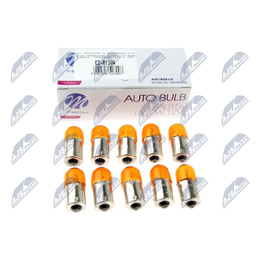 PAQUET DE 10 AMPOULE RY10W12 RY10W POMARAŃCZOWA 12V 10W /TYP TRZONKA BAU15S/ /SPRZEDAJEMY TYLKO PO 10SZT./